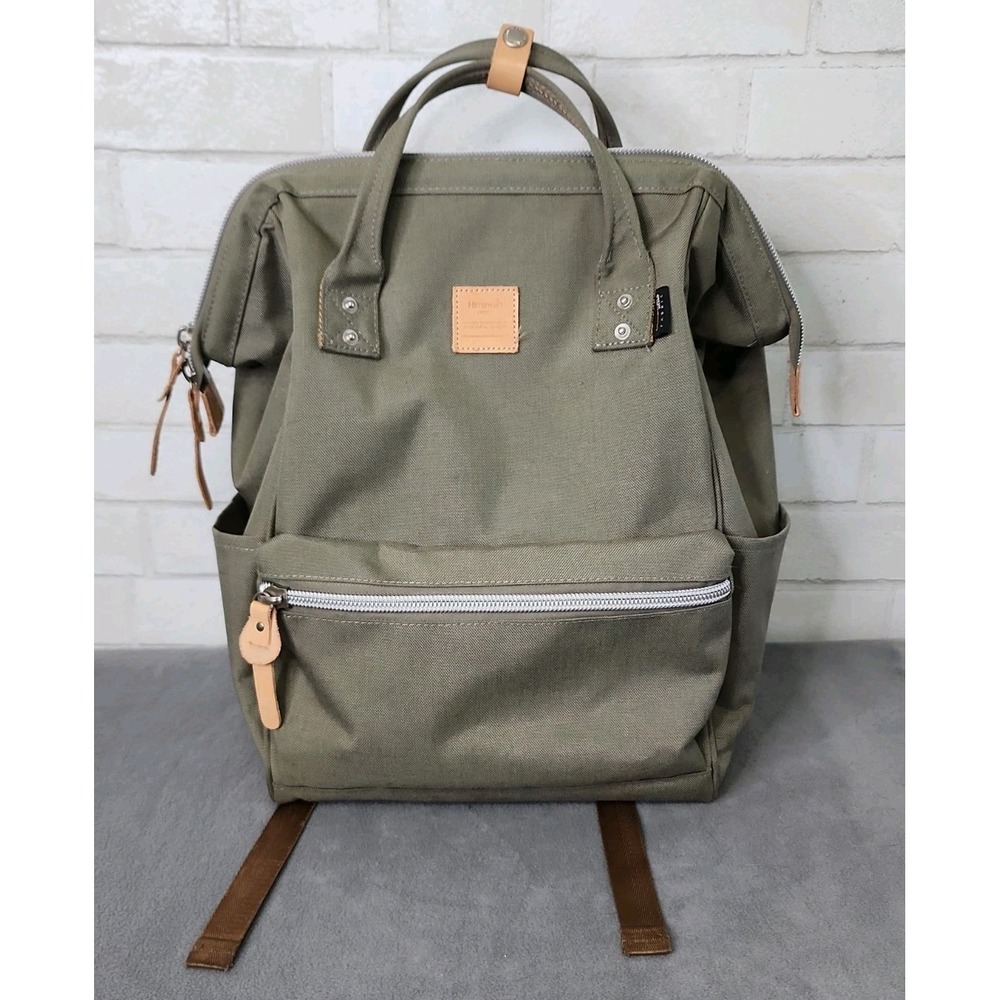 Himawari Khaki Canvas Backpack Laptop Bag School Travel Book Bag for Men Women
